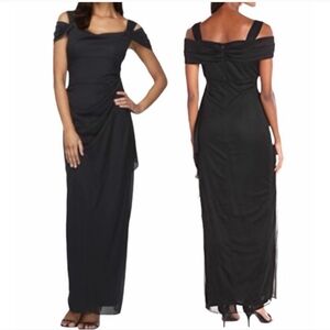 Alex Evenings Ruched Mesh Cold-Shoulder Sheath Dress In Black Size 20W NWT'S